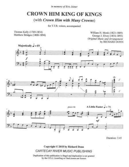 CROWN HIM KING OF KINGS (with Crown Him With Many Crowns) For Men's Choir